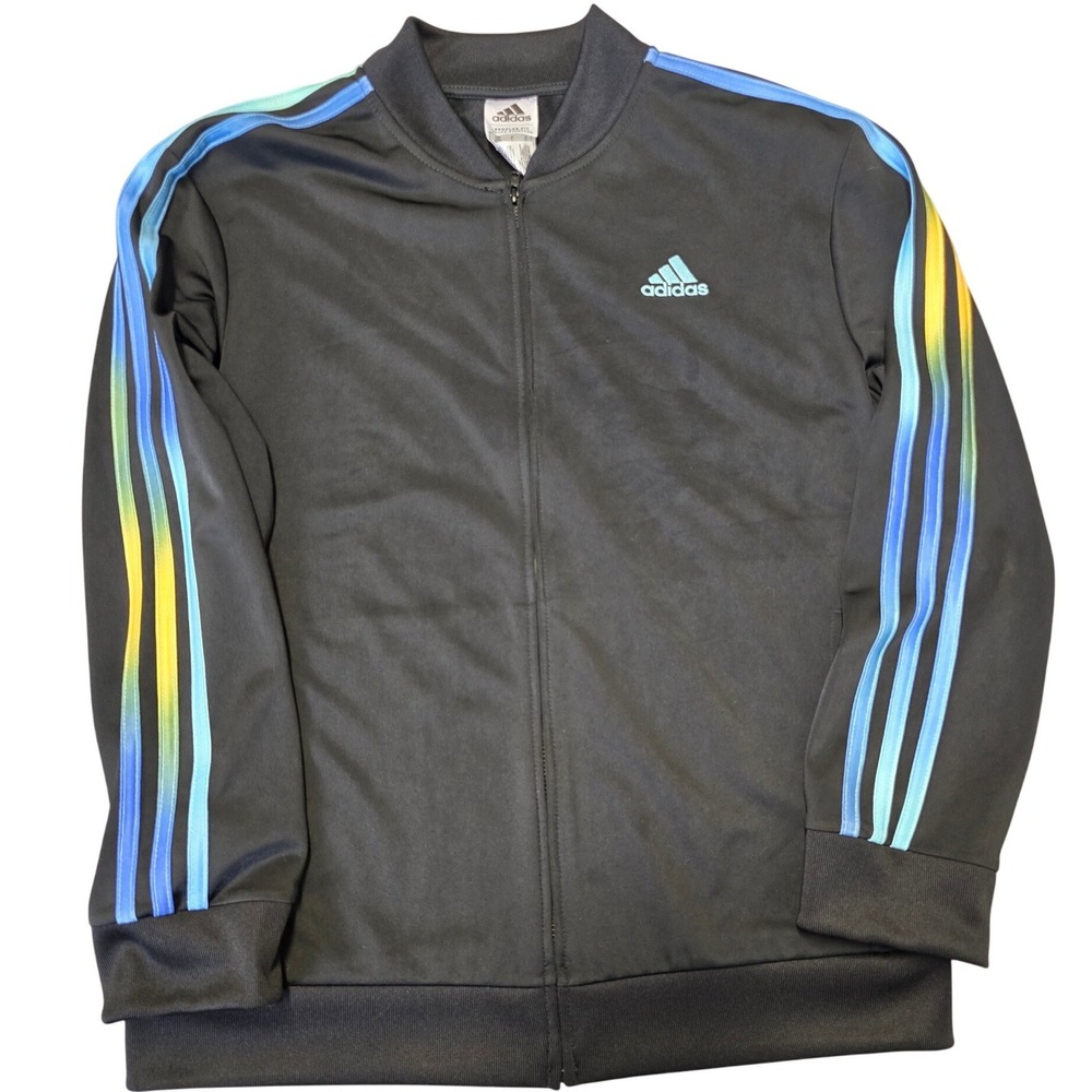 Adidas Tracksuit Set Black Multi Color Stripes Jacket Pants Men's Medium - Picture 3 of 16